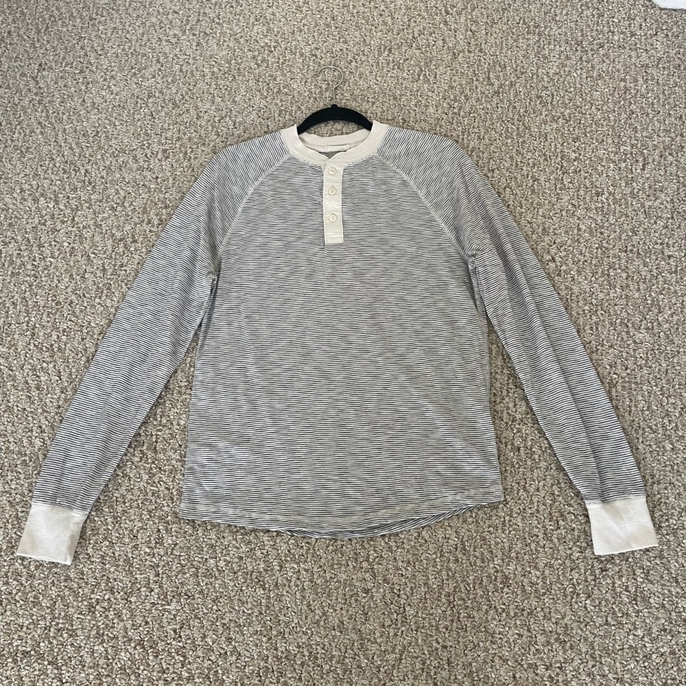 GAP Henley Long Sleeve Shirt- White & Black